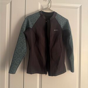 XCEL Kids Floral Pattern wetsuit Jacket - Blue and Brown/floral